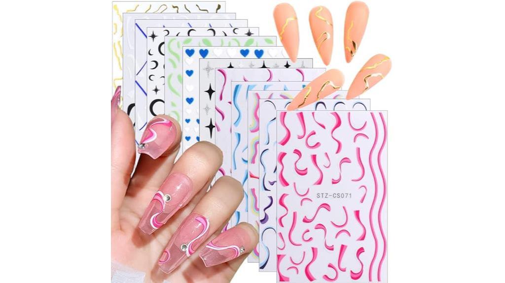 gold nail decals accessories