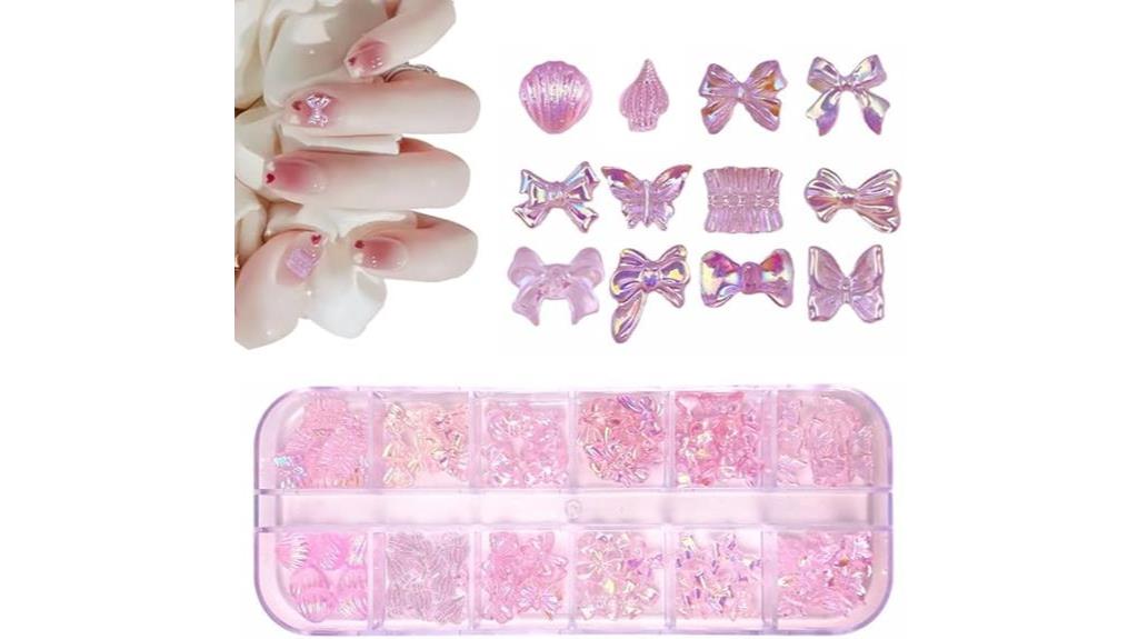 pink nail art rhinestones