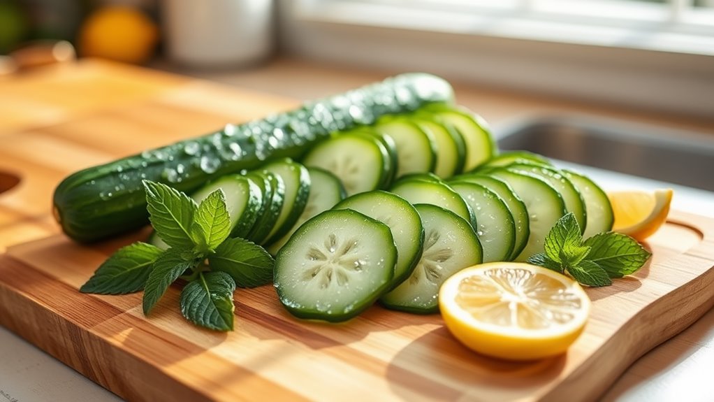 fresh crunchy cucumber slices